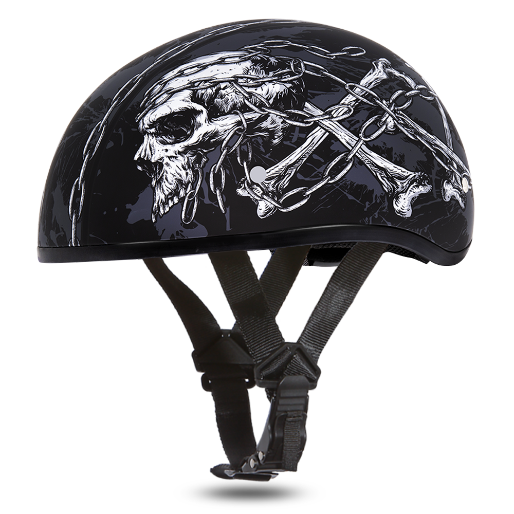 Daytona Skull Chains Skull Cap Half Motorcycle Helmet (2XS - 2XL)