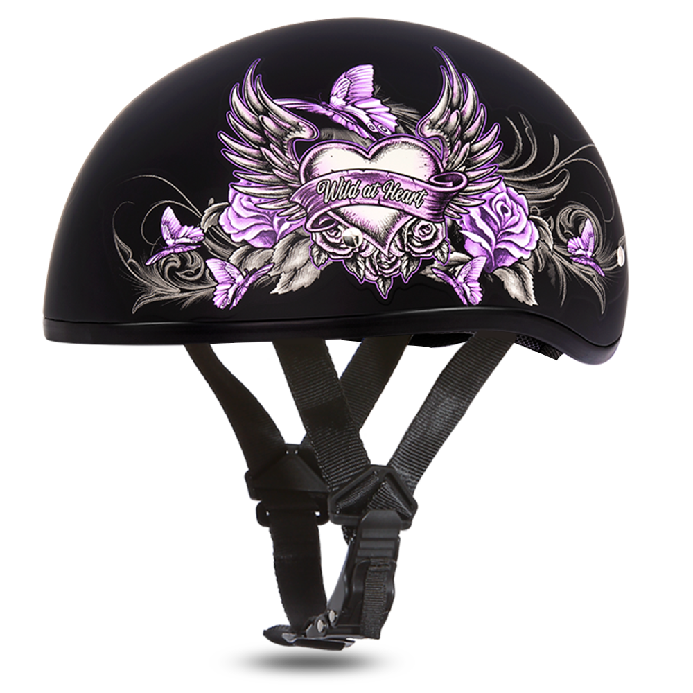 Daytona Motorcycle Half Face Helmet - Skull Cap Graphics - Wild At Heart
