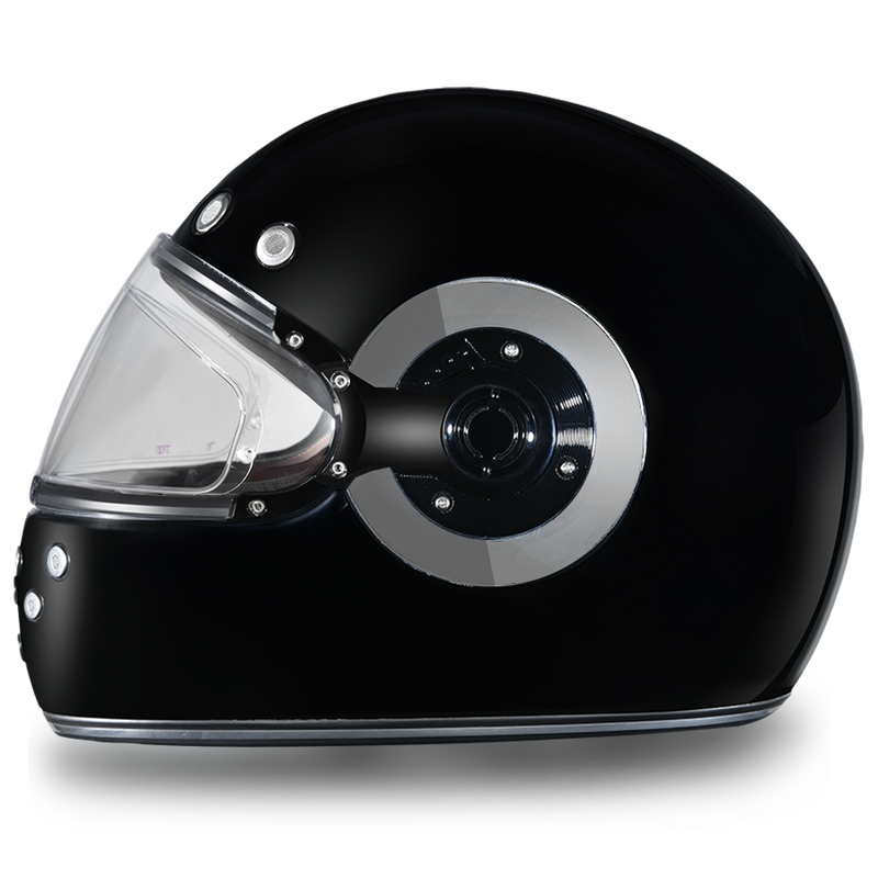 Daytona Retro High Gloss Black Chrome Full Face Motorcycle Helmet (XS - 2XL)