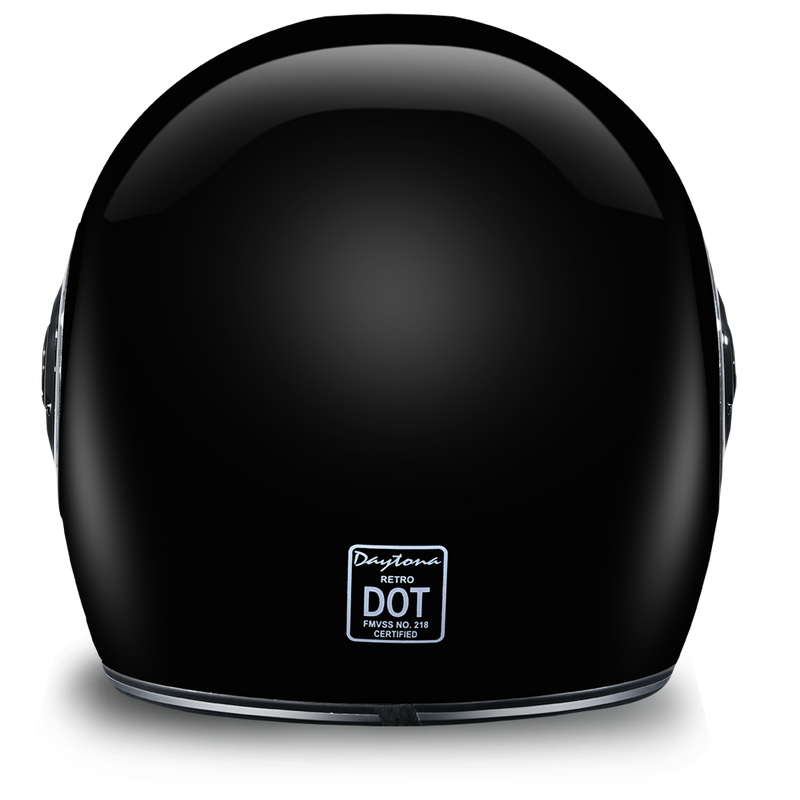 Daytona Retro High Gloss Black Chrome Full Face Motorcycle Helmet (XS - 2XL)
