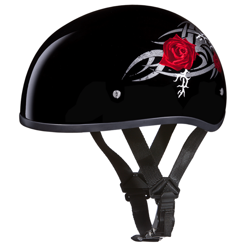 Daytona Rose Skull Cap Half Motorcycle Helmet (2XS - 2XL)