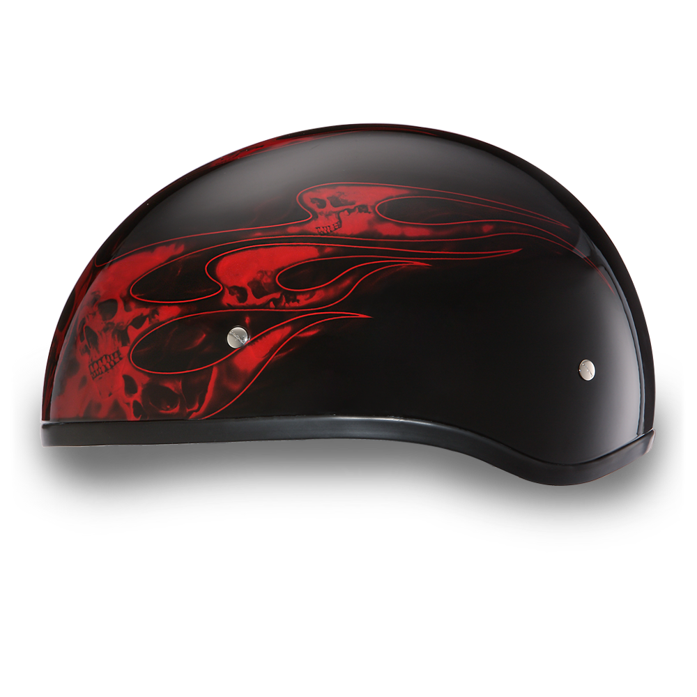 Daytona Skull Flames Red Skull Cap Half Motorcycle Helmet (2XS - 2XL)