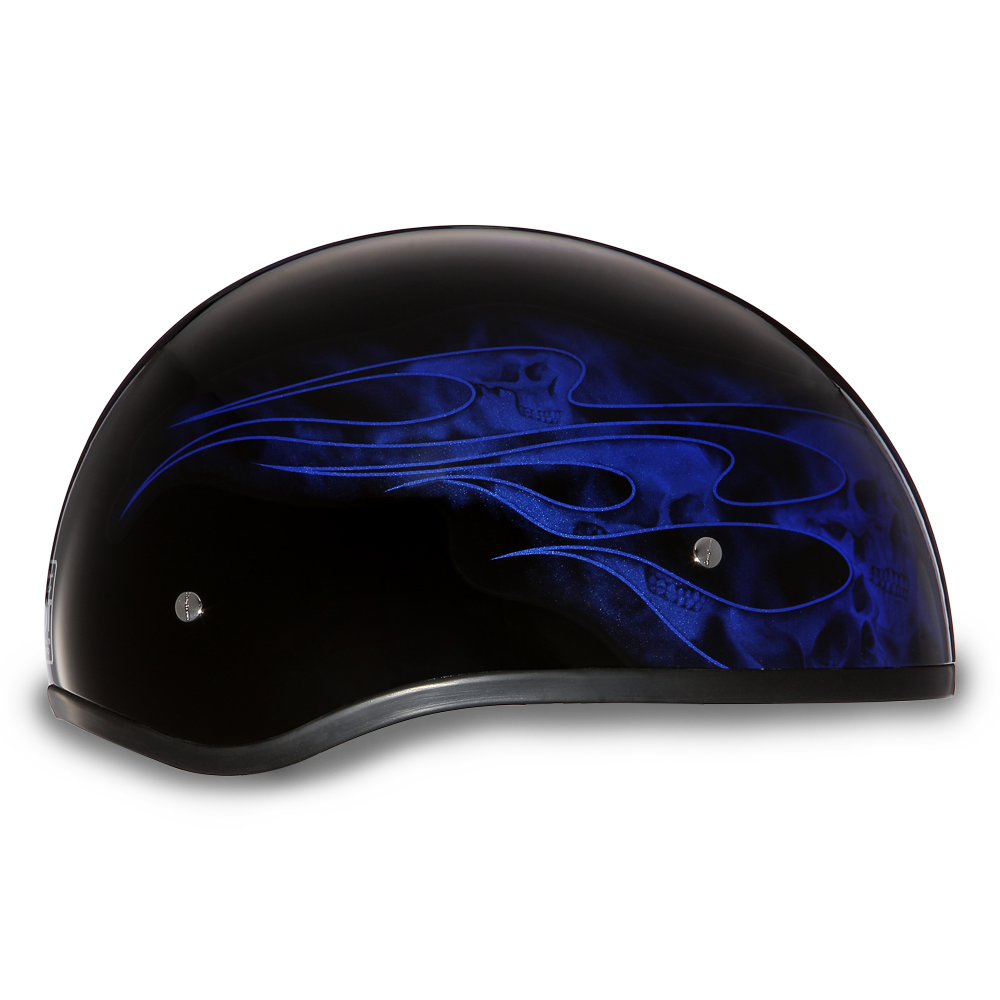 Daytona Skull Flames Blue Skull Cap Half Motorcycle Helmet (2XS - 2XL)