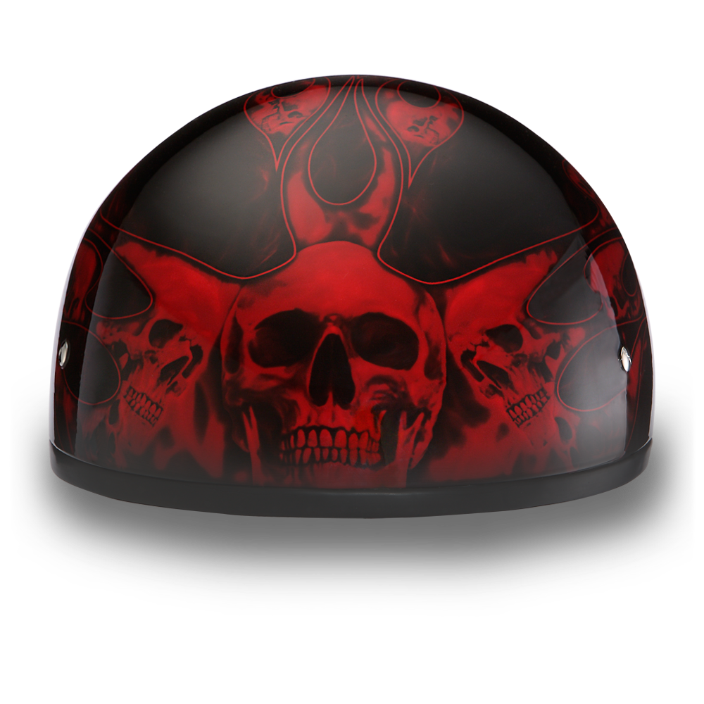 Daytona Skull Flames Red Skull Cap Half Motorcycle Helmet (2XS - 2XL)