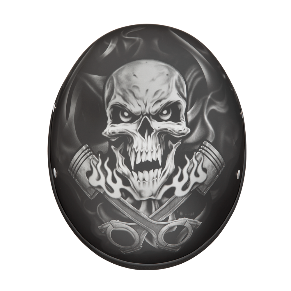 Daytona Skull Cap Pistons Skull Half Helmet, XL Daytona Skull Cap Pistons Skull Half Helmet, XL