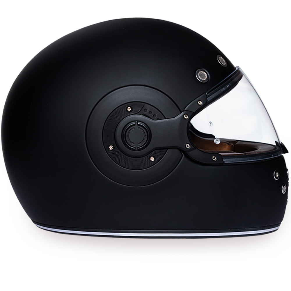 Daytona Retro Dull Black Full Face Motorcycle Helmet (XS - 2XL)