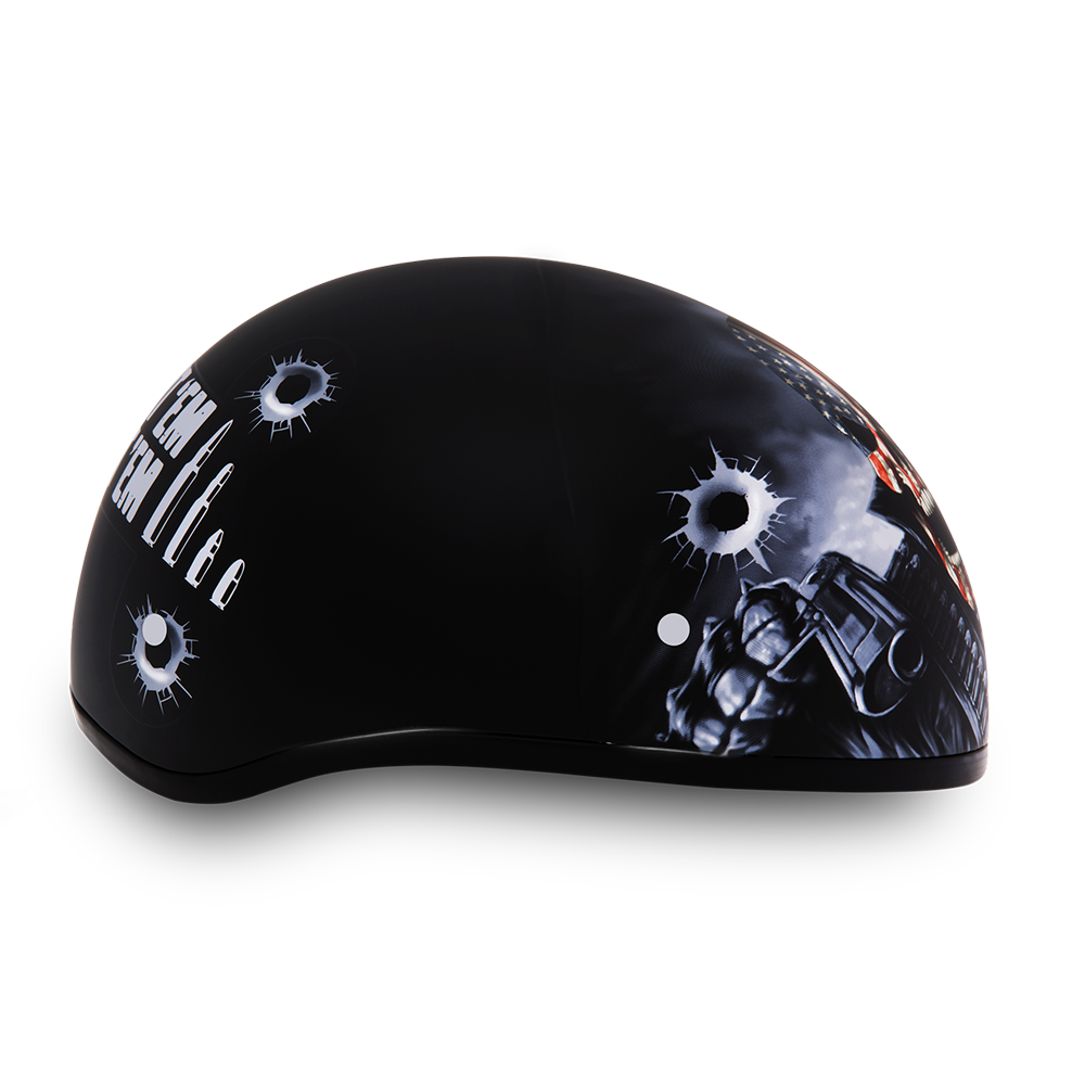 Daytona Come Get Em Skull Cap Half Motorcycle Helmet (2XS - 2XL)